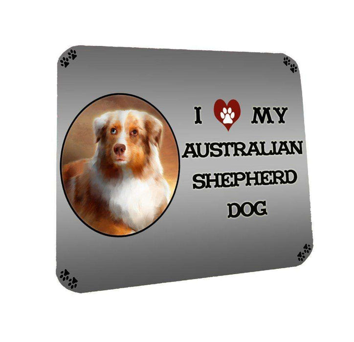 I Love My Australian Shepherd Dog Coasters Set of 4