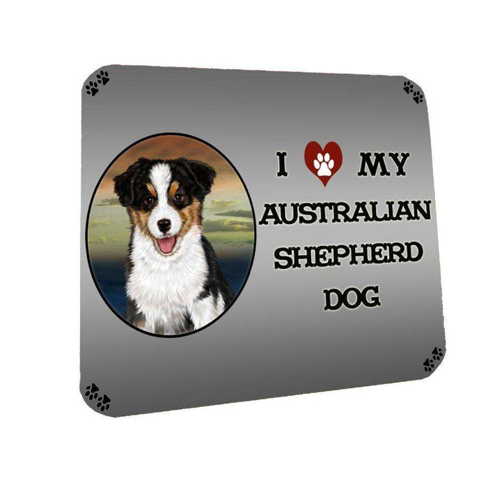 I Love My Australian Shepherd Dog Coasters Set of 4