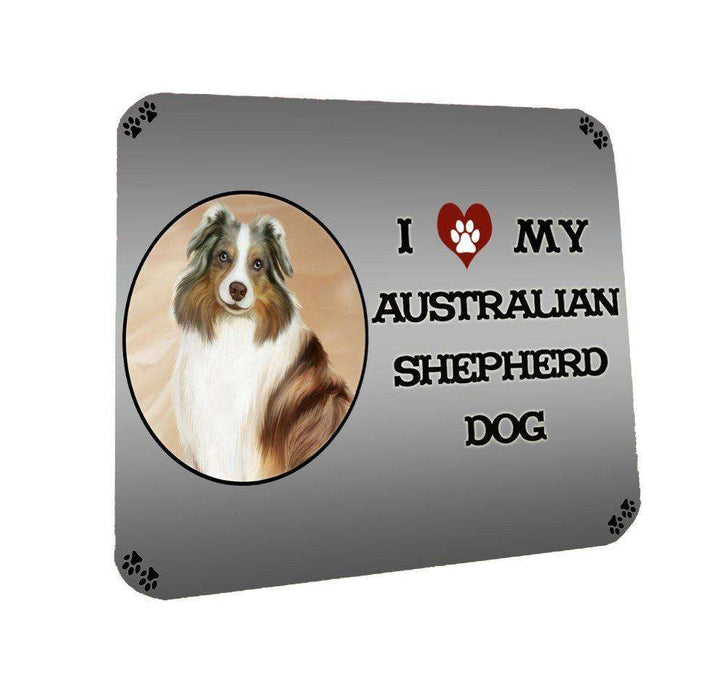 I Love My Australian Shepherd Dog Coasters Set of 4