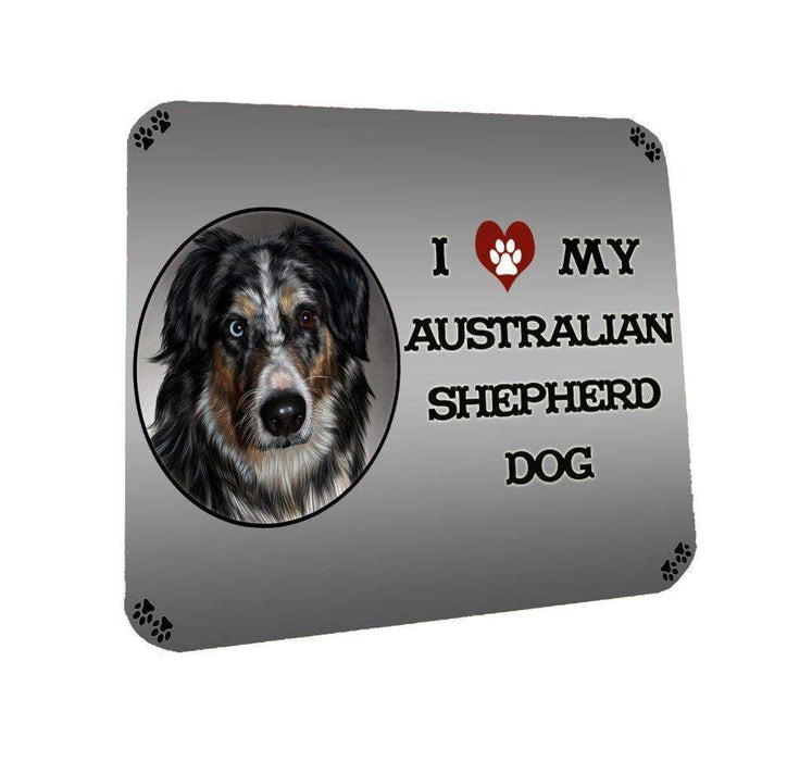 I Love My Australian Shepherd Dog Coasters Set of 4