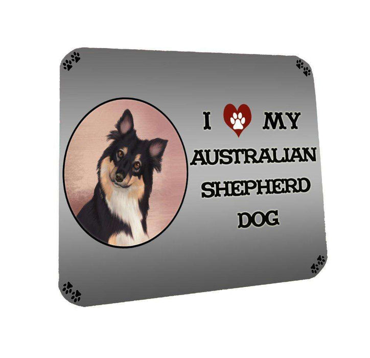 I Love My Australian Shepherd Dog Coasters Set of 4