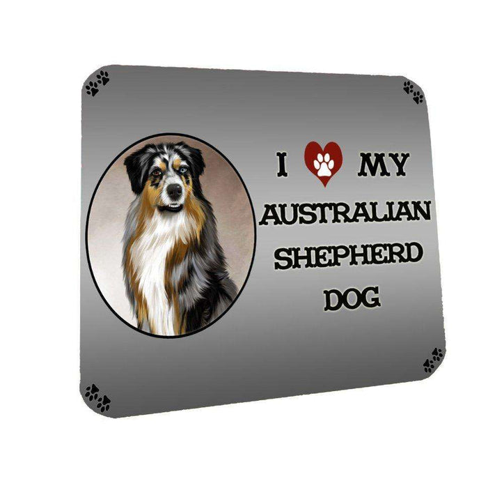 I Love My Australian Shepherd Dog Coasters Set of 4