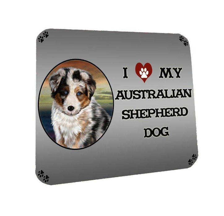 I Love My Australian Shepherd Dog Coasters Set of 4