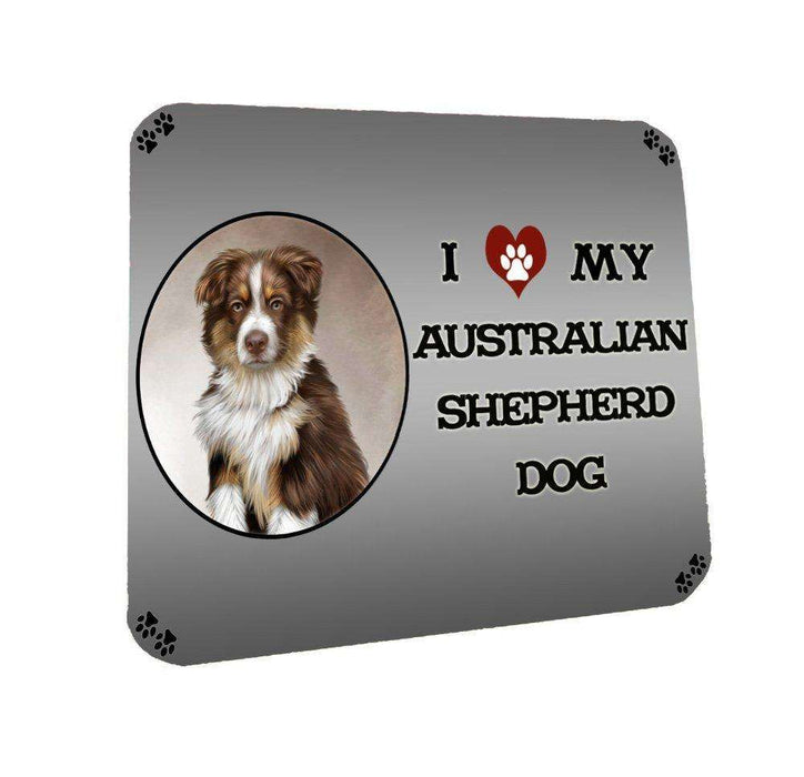 I Love My Australian Shepherd Dog Coasters Set of 4