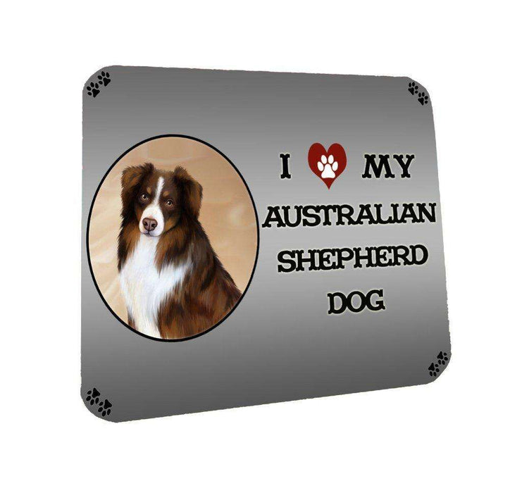 I Love My Australian Shepherd Dog Coasters Set of 4