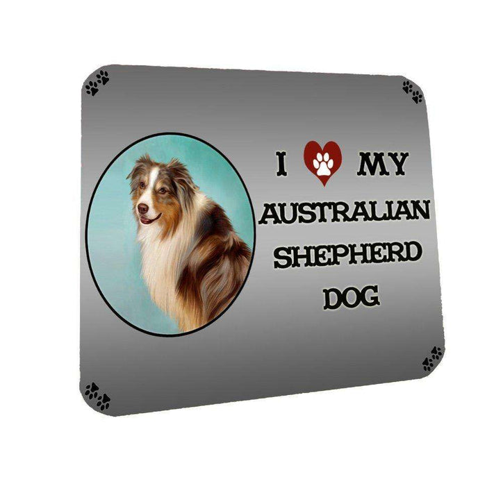 I Love My Australian Shepherd Dog Coasters Set of 4