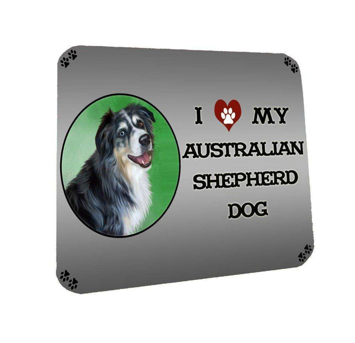 I Love My Australian Shepherd Dog Coasters Set of 4