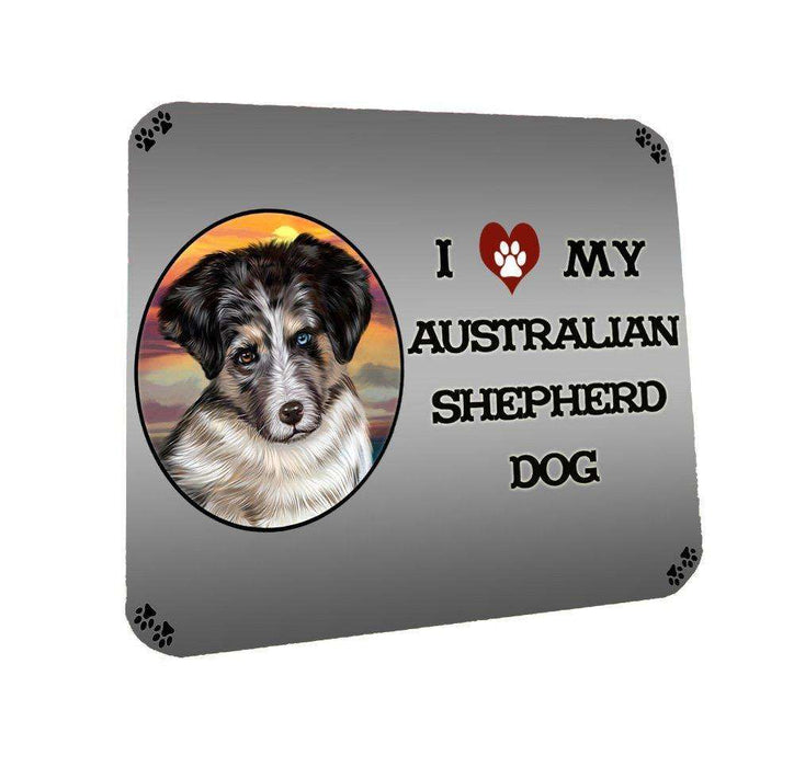 I Love My Australian Shepherd Dog Coasters Set of 4