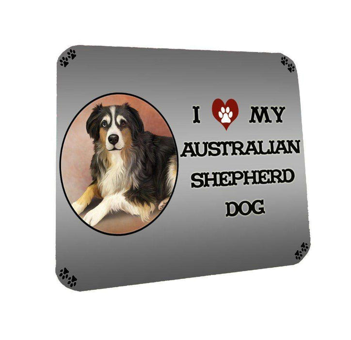 I Love My Australian Shepherd Dog Coasters Set of 4