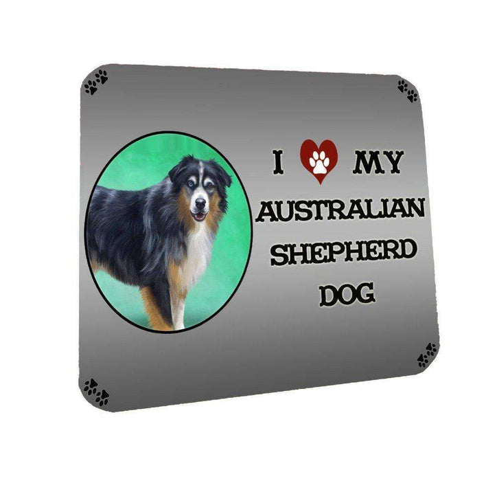 I Love My Australian Shepherd Dog Coasters Set of 4