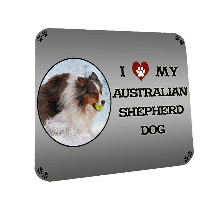 I Love My Australian Shepherd Dog Coasters Set of 4