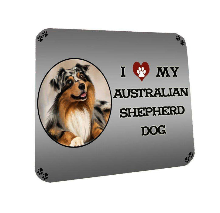 I Love My Australian Shepherd Dog Coasters Set of 4