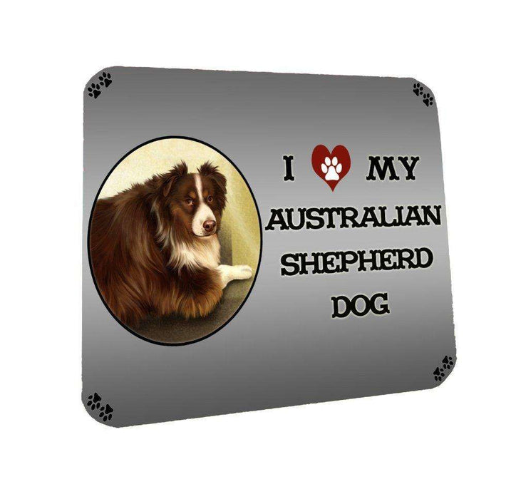 I Love My Australian Shepherd Dog Coasters Set of 4