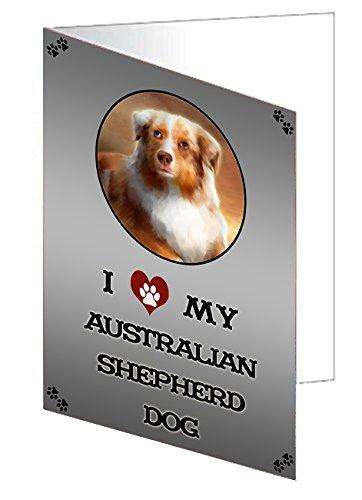I Love My Australian Shepherd Dog Handmade Artwork Assorted Pets Greeting Cards and Note Cards with Envelopes for All Occasions and Holiday Seasons