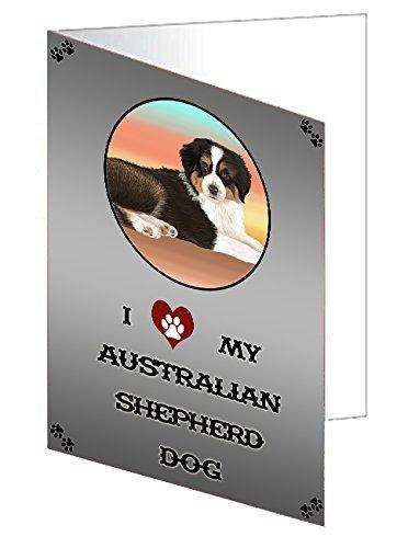 I Love My Australian Shepherd Dog Handmade Artwork Assorted Pets Greeting Cards and Note Cards with Envelopes for All Occasions and Holiday Seasons