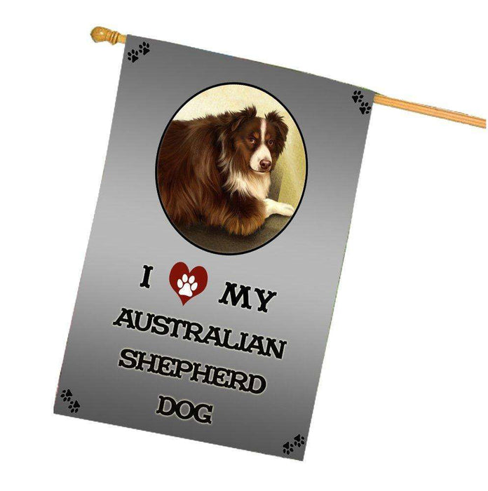 I Love My Australian Shepherd Dog House Flag