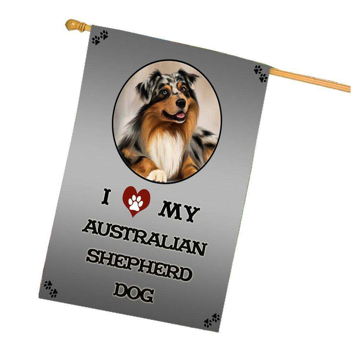 I Love My Australian Shepherd Dog House Flag