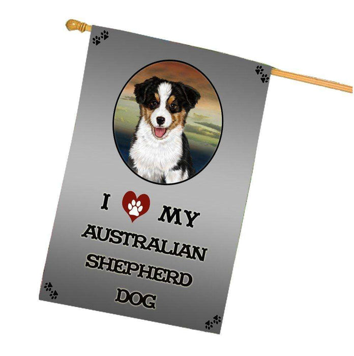 I Love My Australian Shepherd Dog House Flag