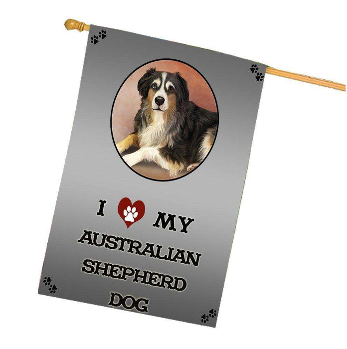 I Love My Australian Shepherd Dog House Flag