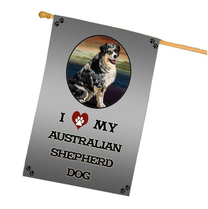 I Love My Australian Shepherd Dog House Flag