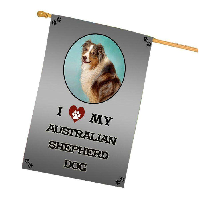 I Love My Australian Shepherd Dog House Flag