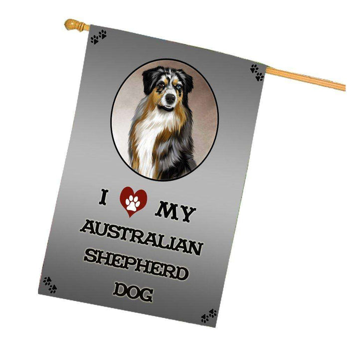 I Love My Australian Shepherd Dog House Flag