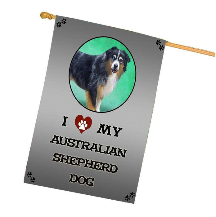 I Love My Australian Shepherd Dog House Flag