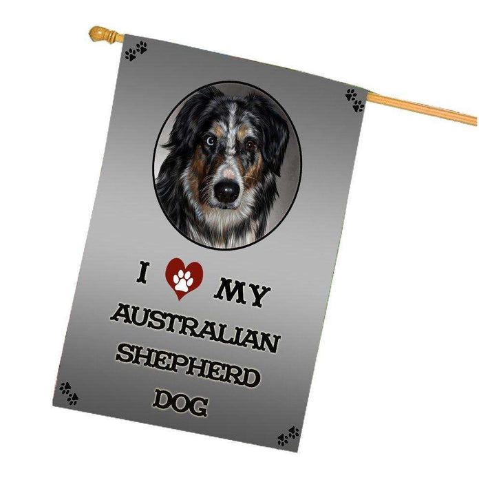 I Love My Australian Shepherd Dog House Flag