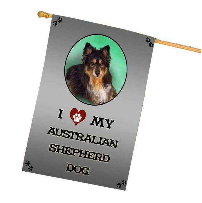 I Love My Australian Shepherd Dog House Flag