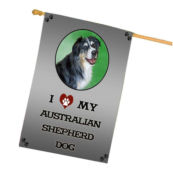 I Love My Australian Shepherd Dog House Flag