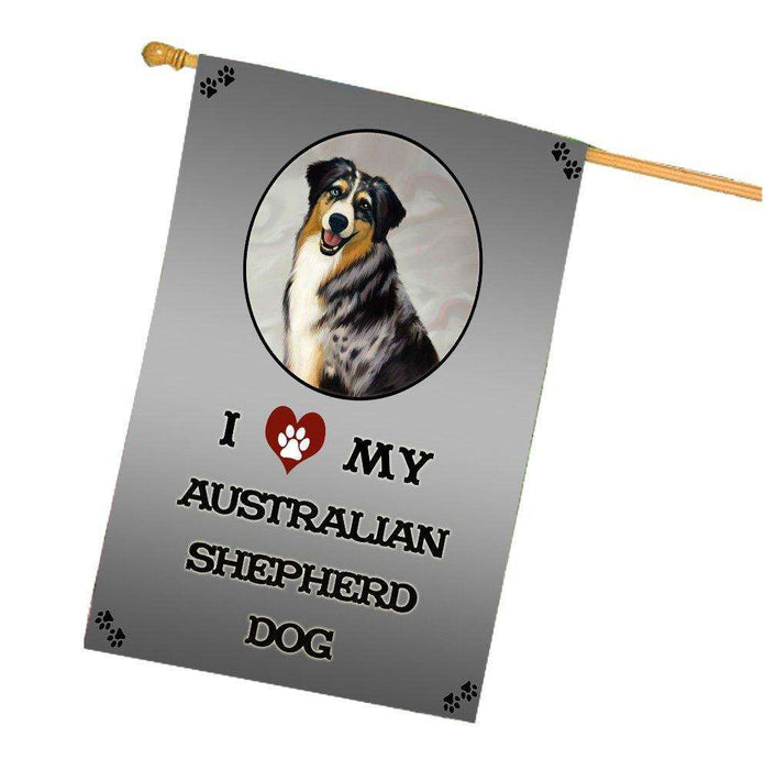 I Love My Australian Shepherd Dog House Flag