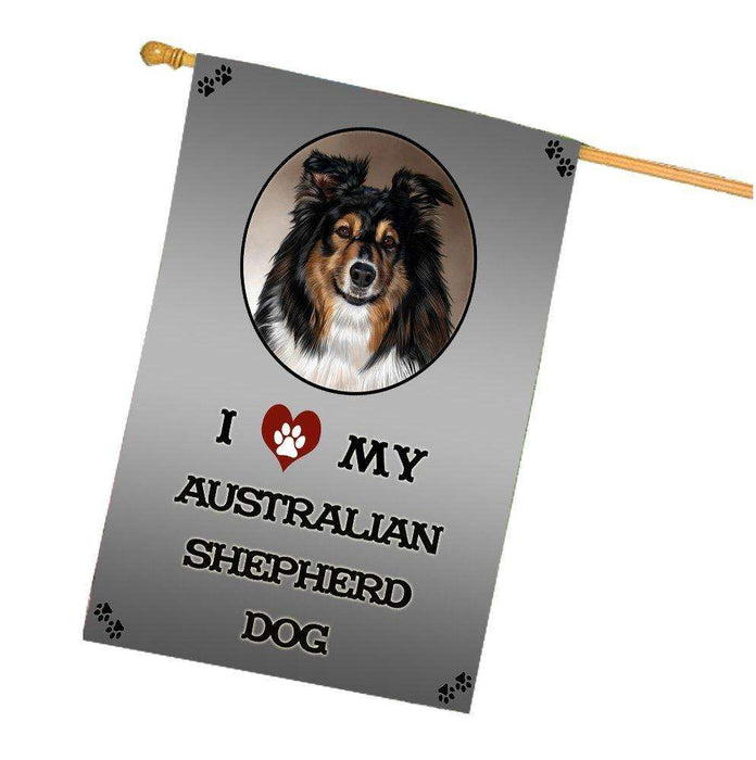 I Love My Australian Shepherd Dog House Flag