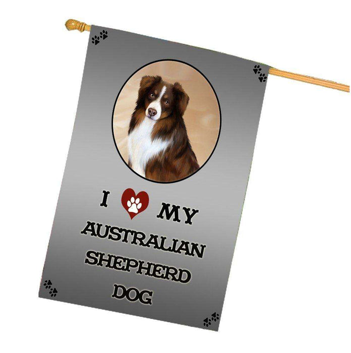 I Love My Australian Shepherd Dog House Flag