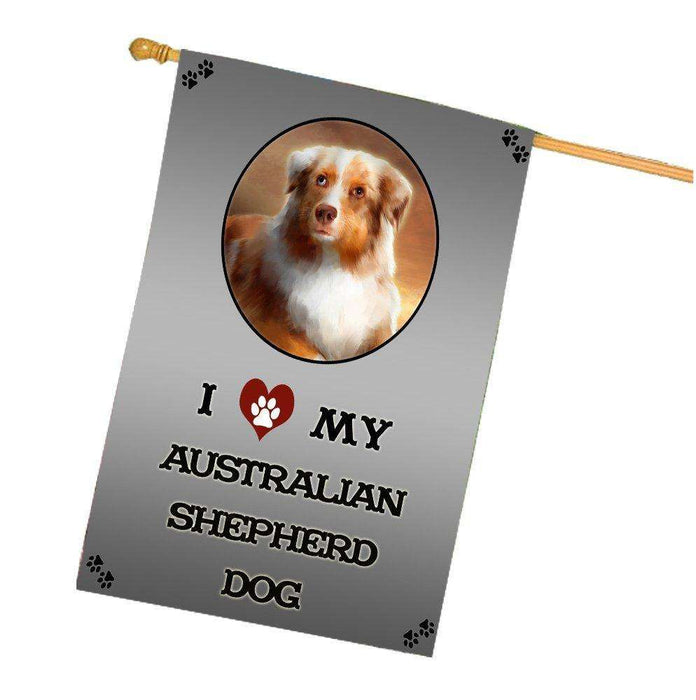 I Love My Australian Shepherd Dog House Flag