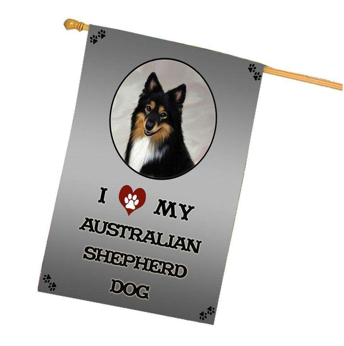 I Love My Australian Shepherd Dog House Flag