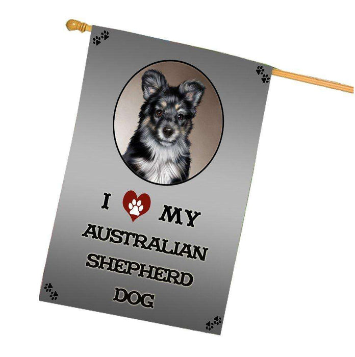 I Love My Australian Shepherd Dog House Flag