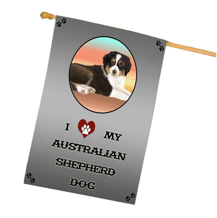 I Love My Australian Shepherd Dog House Flag