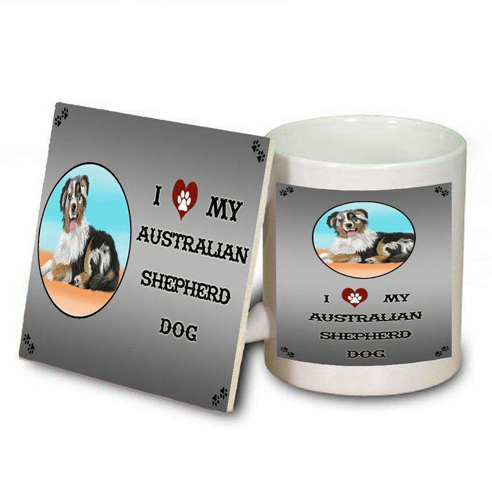 I Love My Australian Shepherd Dog Mug and Coaster Set