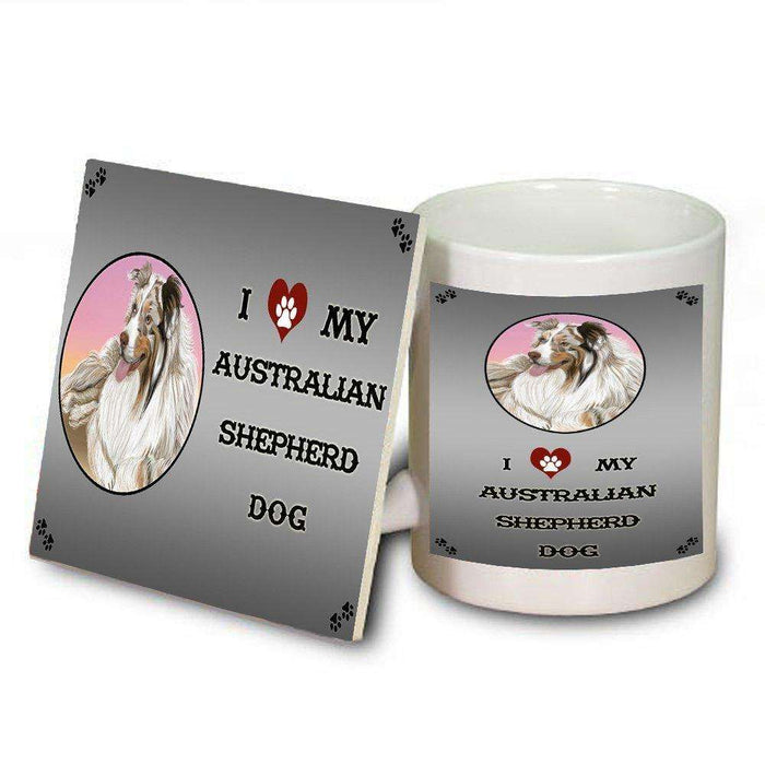 I Love My Australian Shepherd Dog Mug and Coaster Set
