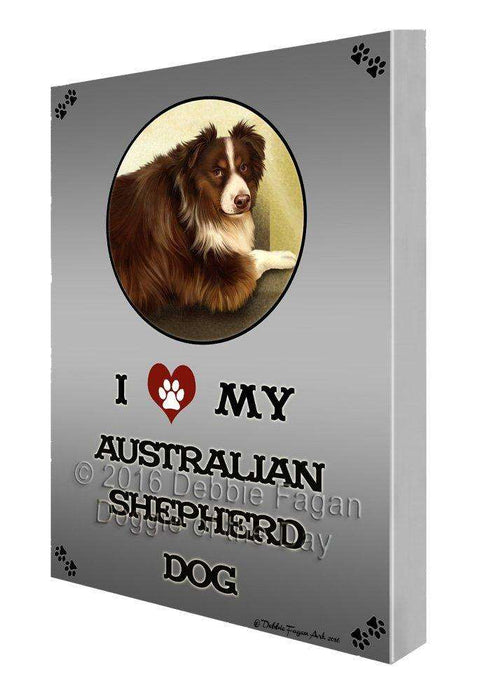 I Love My Australian Shepherd Dog Painting Printed on Canvas Wall Art