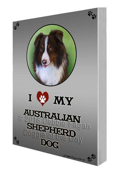 I Love My Australian Shepherd Dog Painting Printed on Canvas Wall Art