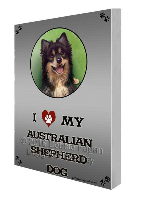 I Love My Australian Shepherd Dog Painting Printed on Canvas Wall Art