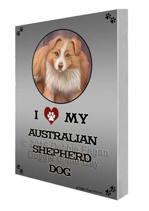 I Love My Australian Shepherd Dog Painting Printed on Canvas Wall Art