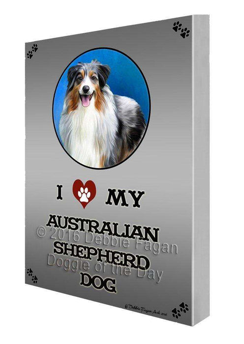 I Love My Australian Shepherd Dog Painting Printed on Canvas Wall Art