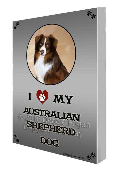 I Love My Australian Shepherd Dog Painting Printed on Canvas Wall Art