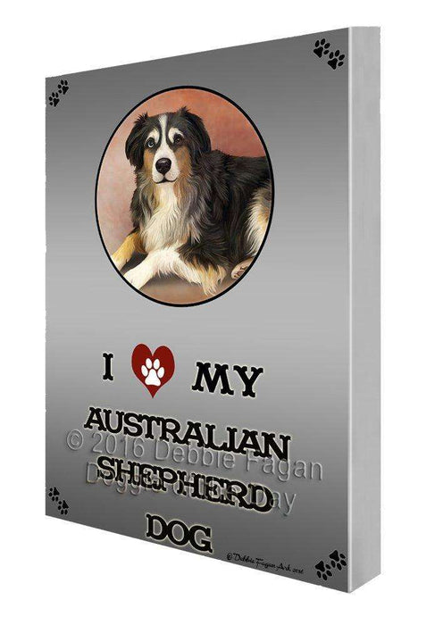 I Love My Australian Shepherd Dog Painting Printed on Canvas Wall Art