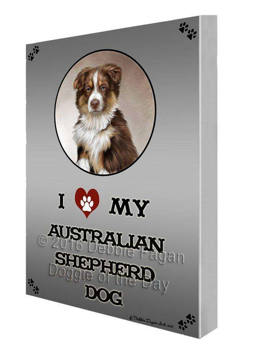 I Love My Australian Shepherd Dog Painting Printed on Canvas Wall Art