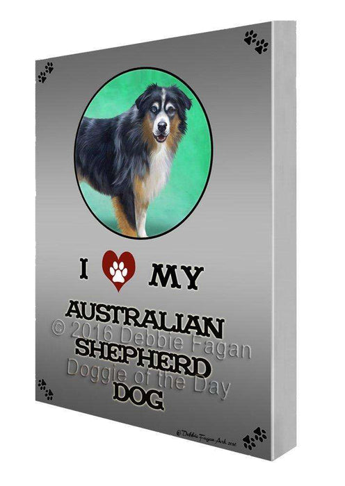 I Love My Australian Shepherd Dog Painting Printed on Canvas Wall Art