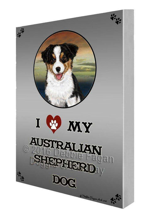 I Love My Australian Shepherd Dog Painting Printed on Canvas Wall Art