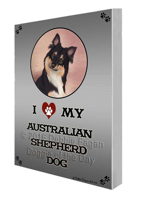 I Love My Australian Shepherd Dog Painting Printed on Canvas Wall Art